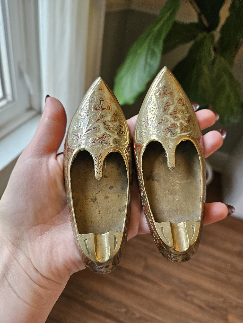Vintage Brass Shoe Ashtrays (set of 2)